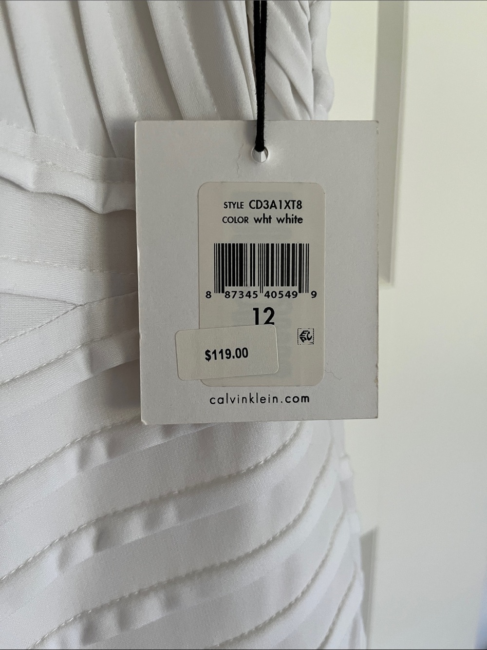 Calvin Klein Sleeveless Banded Bodycon Sheath Dress White Size 12 NWT - Picture 5 of 7